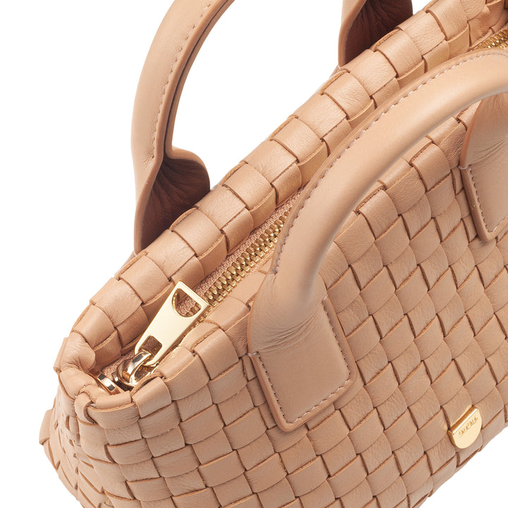 Bolsa feminina pequena de couro tecido DUDU com zíper – Mini bolsa elegante com alça de corrente, bolsa de ombro compacta e refinada