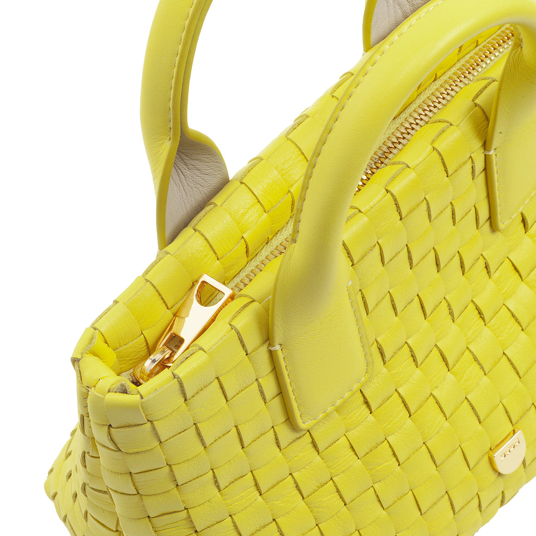 Bolsa feminina pequena de couro tecido DUDU com zíper – Mini bolsa elegante com alça de corrente, bolsa de ombro compacta e refinada