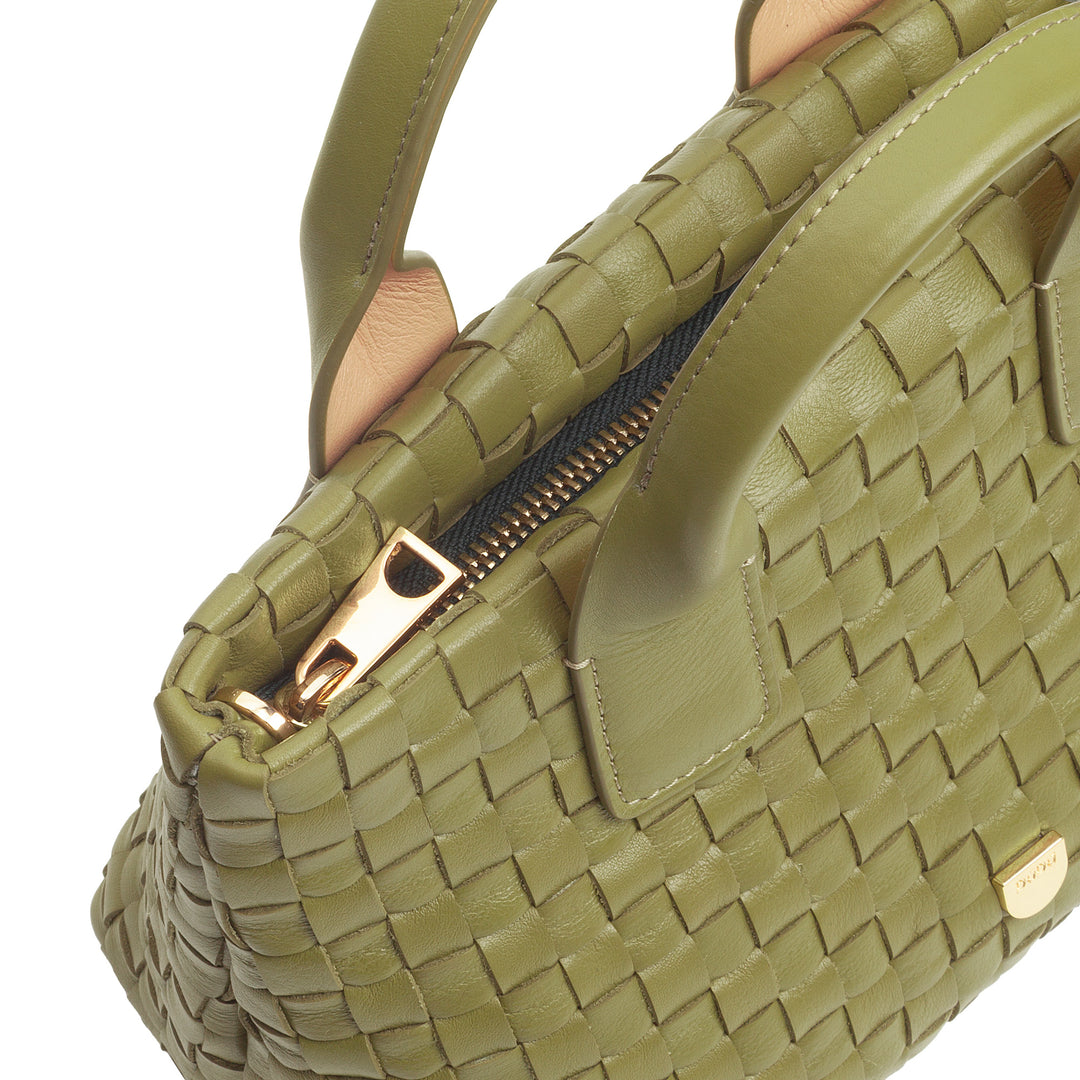 Bolsa feminina pequena de couro tecido DUDU com zíper – Mini bolsa elegante com alça de corrente, bolsa de ombro compacta e refinada