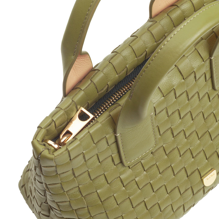 Bolsa feminina pequena de couro tecido DUDU com zíper – Mini bolsa elegante com alça de corrente, bolsa de ombro compacta e refinada