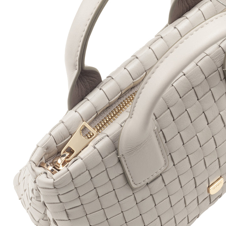 Bolsa feminina pequena de couro tecido DUDU com zíper – Mini bolsa elegante com alça de corrente, bolsa de ombro compacta e refinada