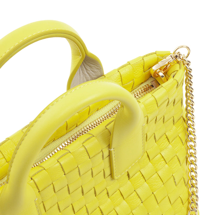 Bolsa feminina pequena de couro tecido DUDU com zíper – Mini bolsa elegante com alça de corrente, bolsa de ombro compacta e refinada