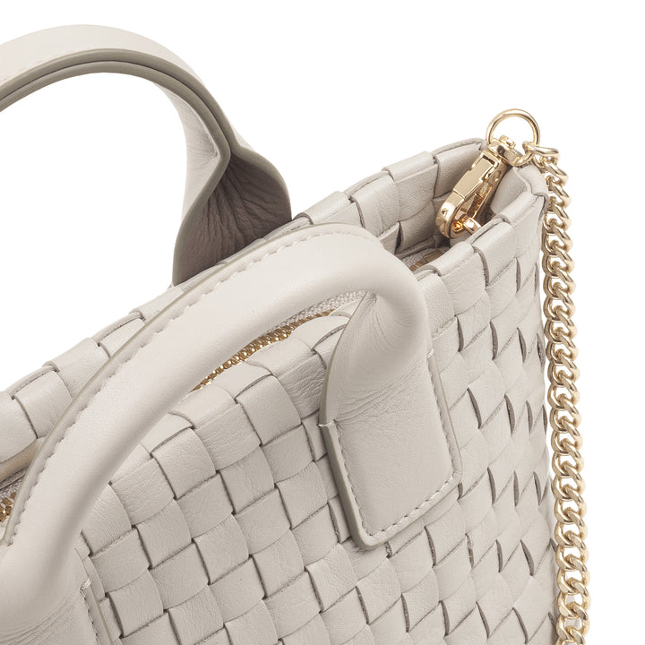 Bolsa feminina pequena de couro tecido DUDU com zíper – Mini bolsa elegante com alça de corrente, bolsa de ombro compacta e refinada