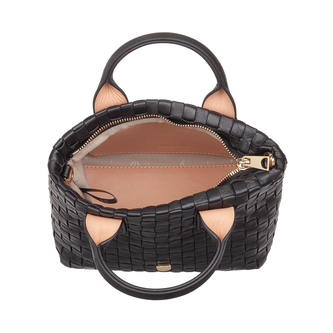 Bolsa feminina pequena de couro tecido DUDU com zíper – Mini bolsa elegante com alça de corrente, bolsa de ombro compacta e refinada