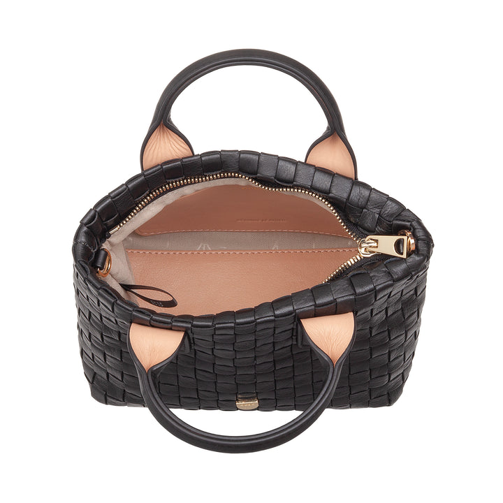 Bolsa feminina pequena de couro tecido DUDU com zíper – Mini bolsa elegante com alça de corrente, bolsa de ombro compacta e refinada