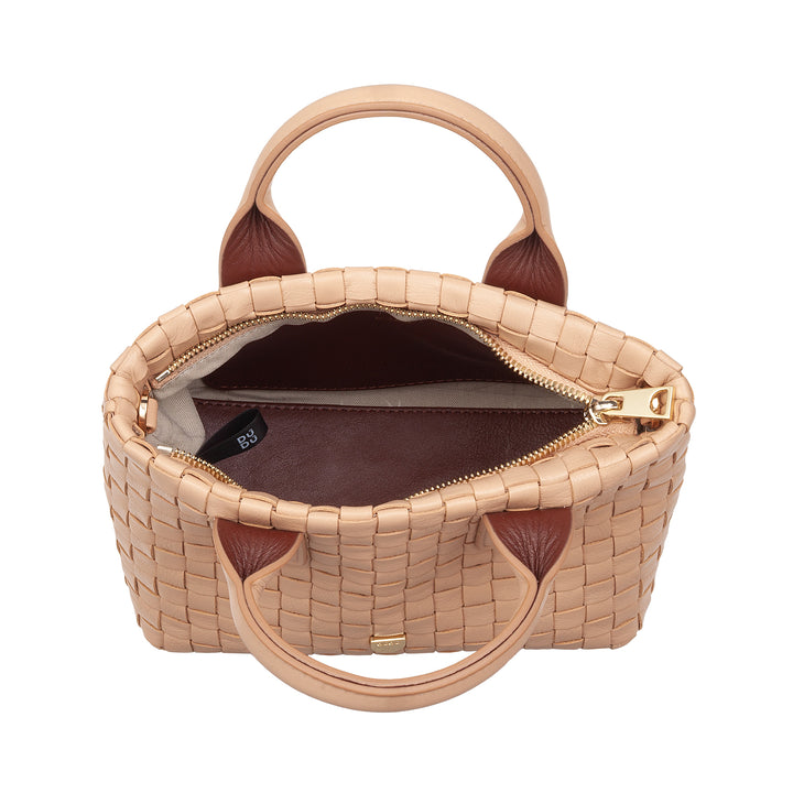 Bolsa feminina pequena de couro tecido DUDU com zíper – Mini bolsa elegante com alça de corrente, bolsa de ombro compacta e refinada