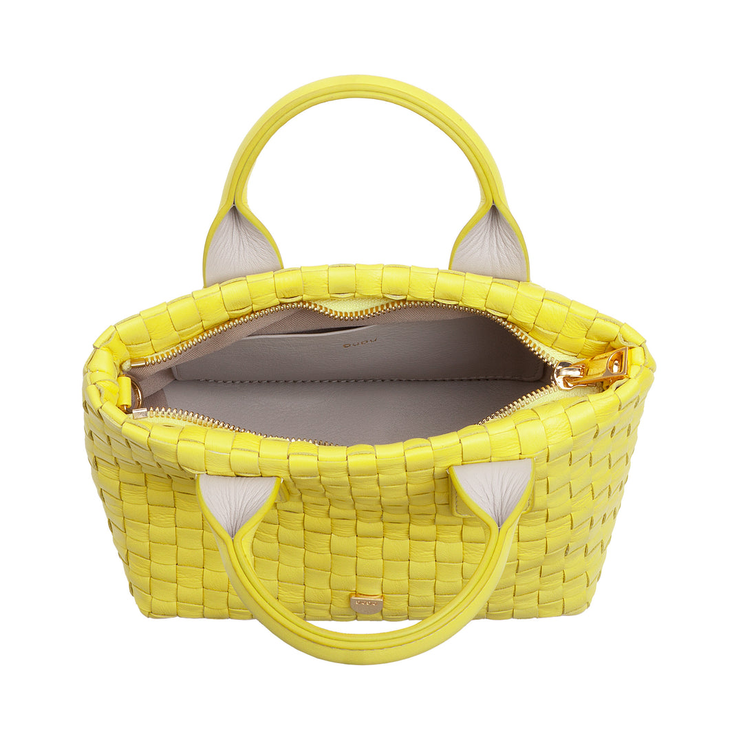 Bolsa feminina pequena de couro tecido DUDU com zíper – Mini bolsa elegante com alça de corrente, bolsa de ombro compacta e refinada