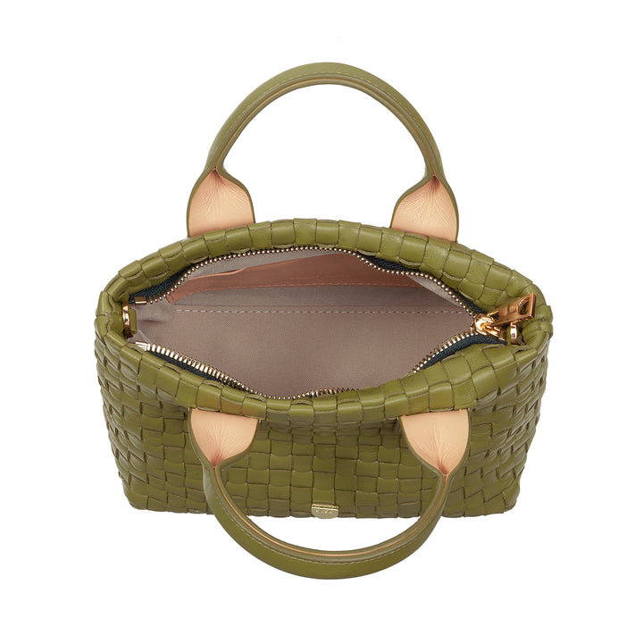 Bolsa feminina pequena de couro tecido DUDU com zíper – Mini bolsa elegante com alça de corrente, bolsa de ombro compacta e refinada