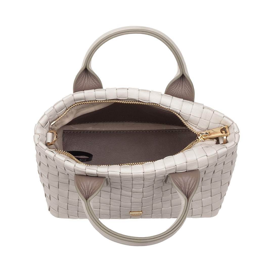 Bolsa feminina pequena de couro tecido DUDU com zíper – Mini bolsa elegante com alça de corrente, bolsa de ombro compacta e refinada