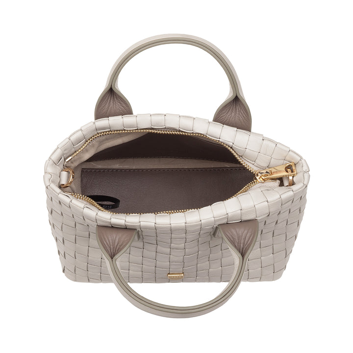 Bolsa feminina pequena de couro tecido DUDU com zíper – Mini bolsa elegante com alça de corrente, bolsa de ombro compacta e refinada