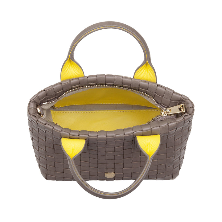 Bolsa feminina pequena de couro tecido DUDU com zíper – Mini bolsa elegante com alça de corrente, bolsa de ombro compacta e refinada