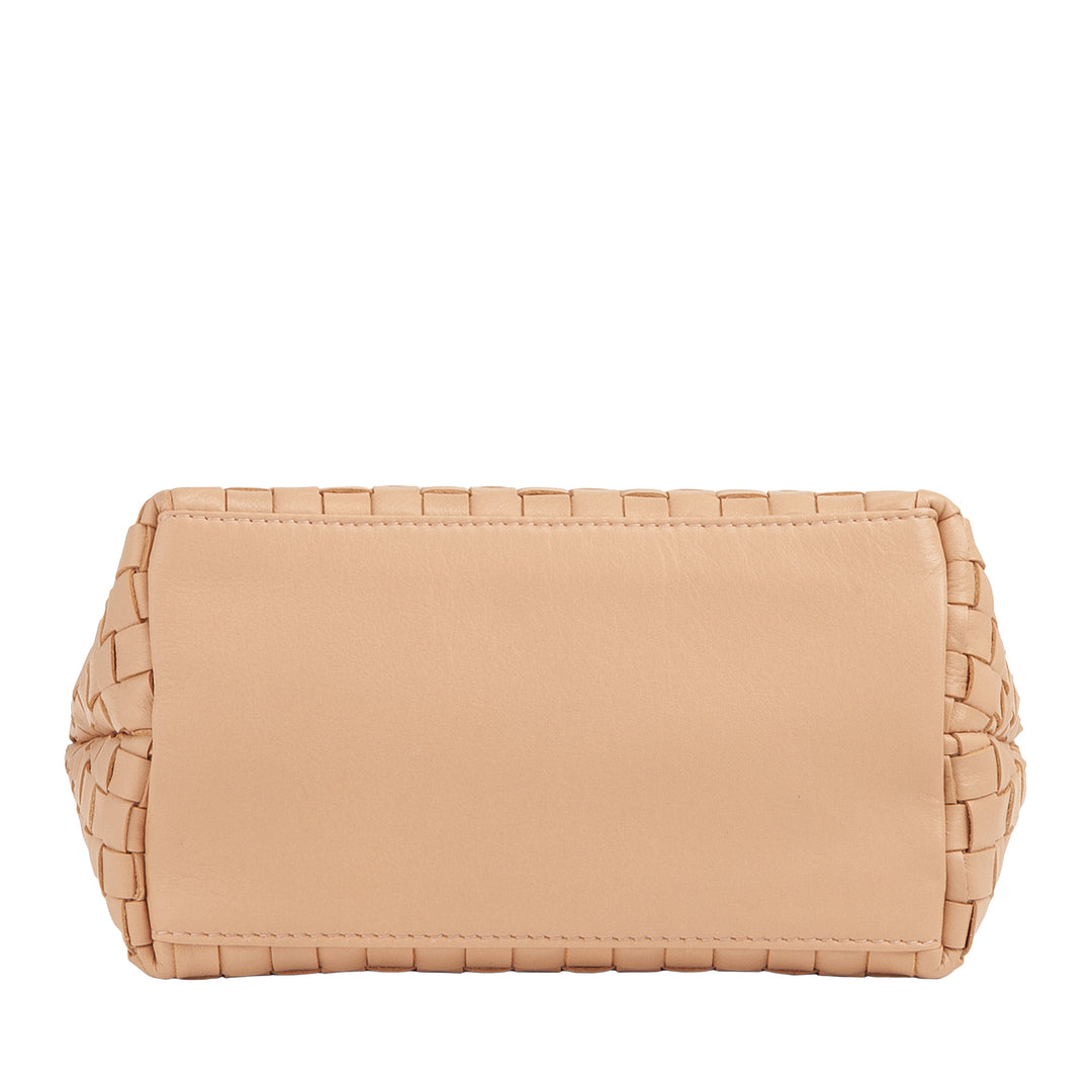 Bolsa feminina pequena de couro tecido DUDU com zíper – Mini bolsa elegante com alça de corrente, bolsa de ombro compacta e refinada