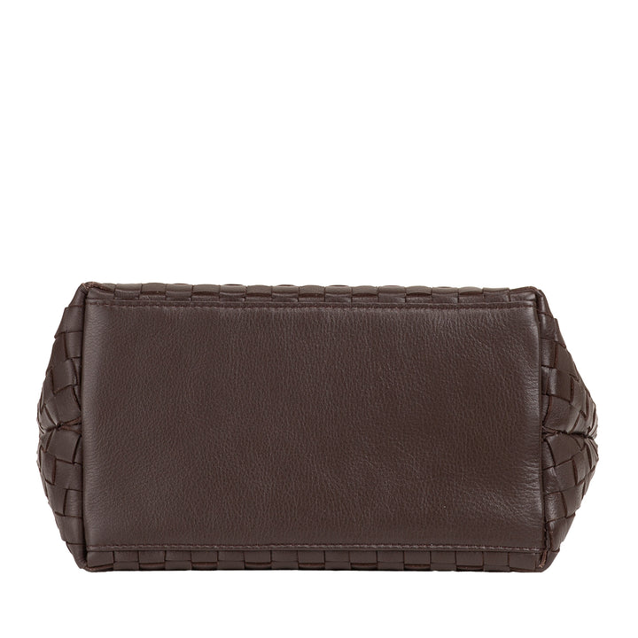 Bolsa feminina pequena de couro tecido DUDU com zíper – Mini bolsa elegante com alça de corrente, bolsa de ombro compacta e refinada