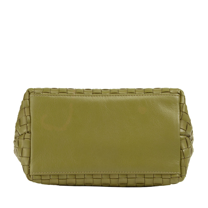 Bolsa feminina pequena de couro tecido DUDU com zíper – Mini bolsa elegante com alça de corrente, bolsa de ombro compacta e refinada