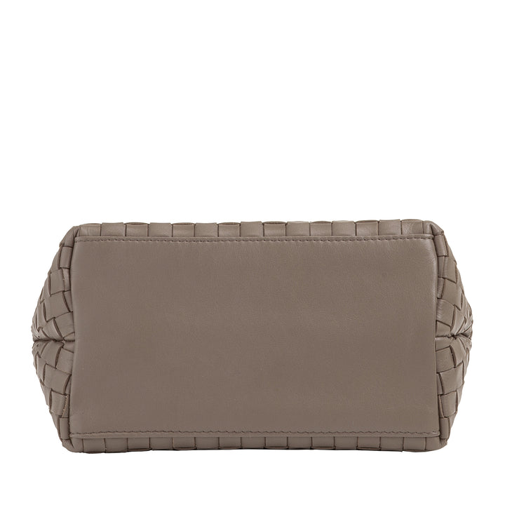 Bolsa feminina pequena de couro tecido DUDU com zíper – Mini bolsa elegante com alça de corrente, bolsa de ombro compacta e refinada