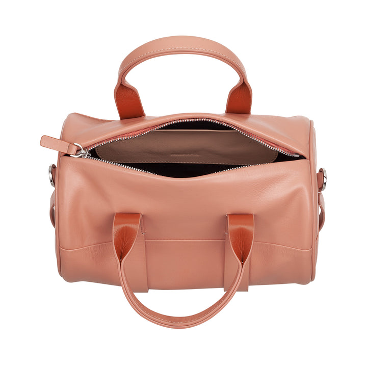 Sac pour femmes Dudu avec véritable cylindre en cuir, sac souple cylindrique, sac de baril avec bandoulière et deux poignées, design élégant coloré