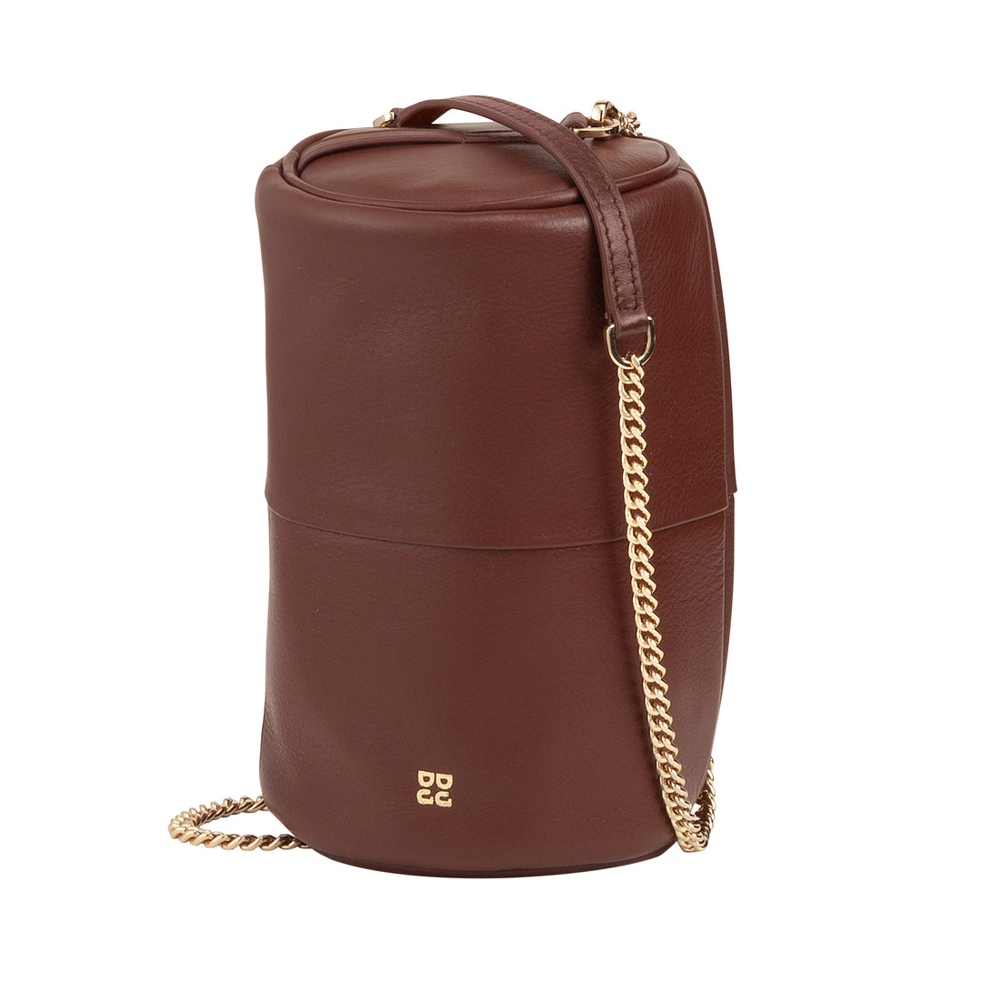 DUDU Women's Women's Leather Bag, shoulder bag with chain and leather, small fashion cylinder bag elegant with zipper