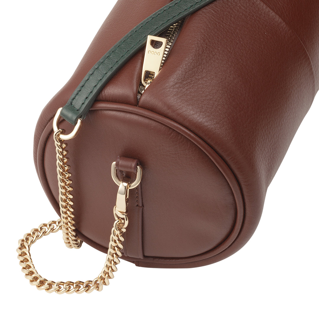 DUDU Women's Women's Leather Bag, shoulder bag with chain and leather, small fashion cylinder bag elegant with zipper