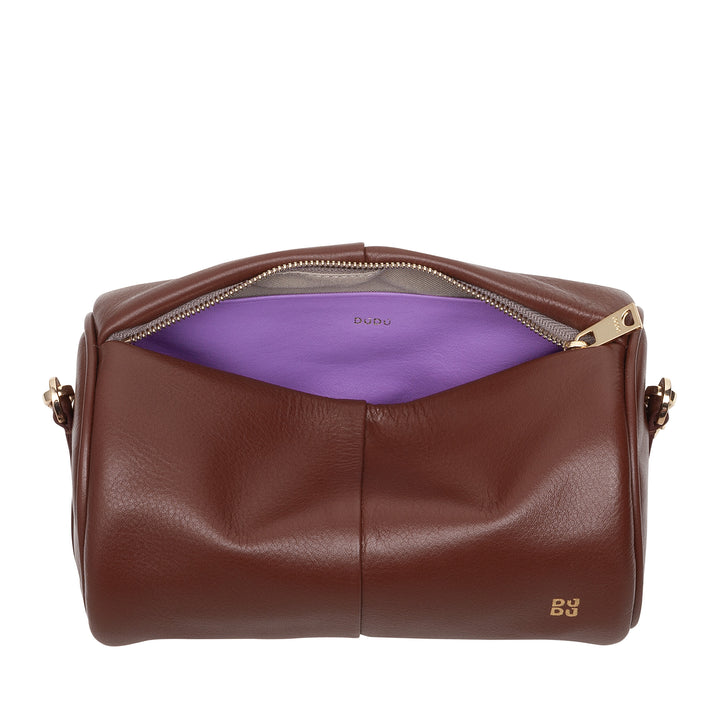 DUDU Women's Women's Leather Bag, shoulder bag with chain and leather, small fashion cylinder bag elegant with zipper