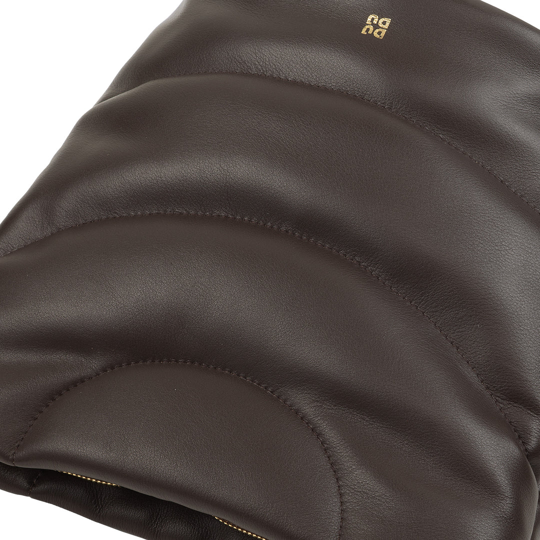 Bolso de hombro para mujeres Dudu y correa de hombro acolchada en cuero nappa, bolso grande con bisagra y correa de doble hombro, diseño elegante