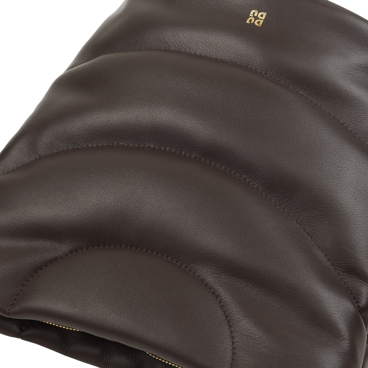 Bolso de hombro para mujeres Dudu y correa de hombro acolchada en cuero nappa, bolso grande con bisagra y correa de doble hombro, diseño elegante