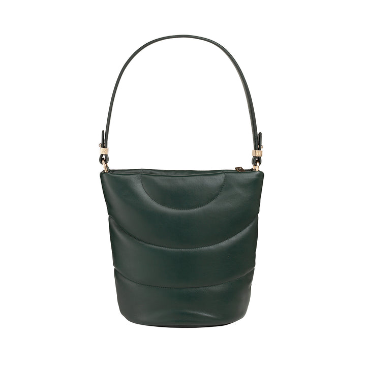 Bolso de hombro para mujeres Dudu y correa de hombro acolchada en cuero nappa, bolso grande con bisagra y correa de doble hombro, diseño elegante