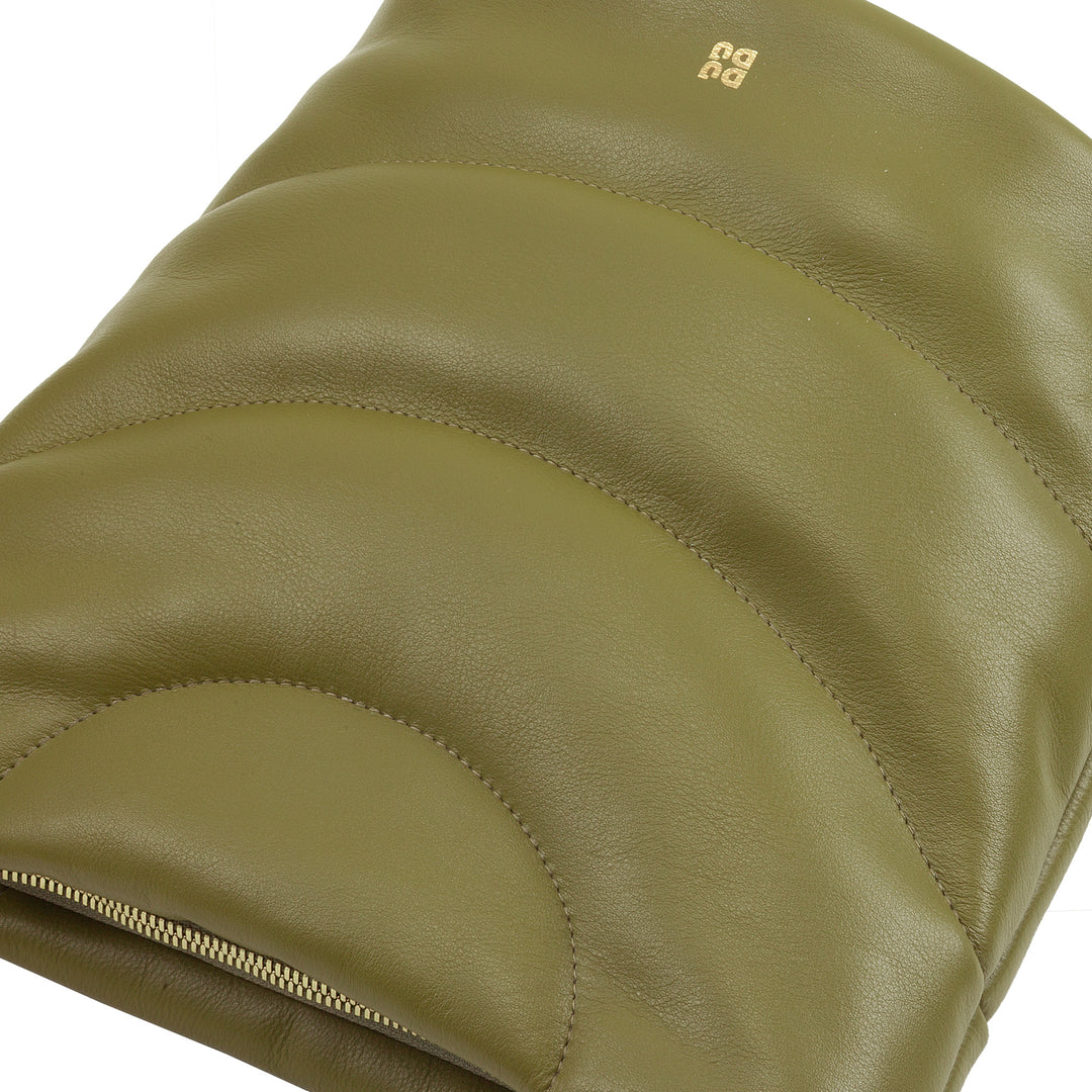 Dudu Frauenumhängetasche und gepolstertes Schultergurt in Nappa -Leder, großer Beutel mit Scharnier und doppelter Schultergurt, elegantes Design