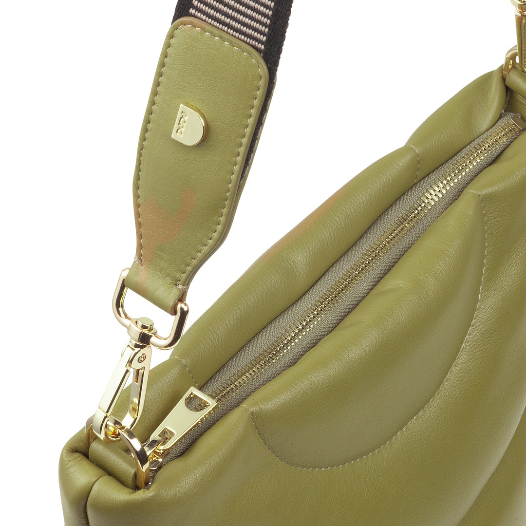 Dudu Frauenumhängetasche und gepolstertes Schultergurt in Nappa -Leder, großer Beutel mit Scharnier und doppelter Schultergurt, elegantes Design