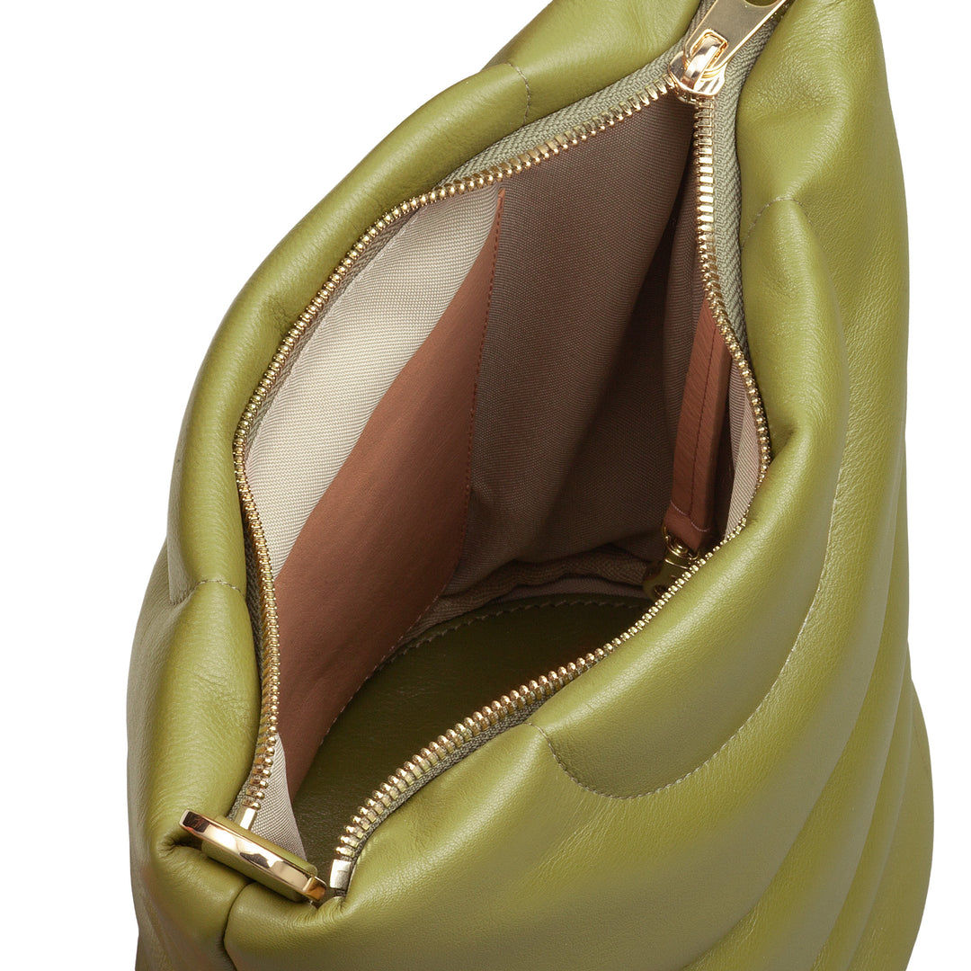 Dudu Frauenumhängetasche und gepolstertes Schultergurt in Nappa -Leder, großer Beutel mit Scharnier und doppelter Schultergurt, elegantes Design