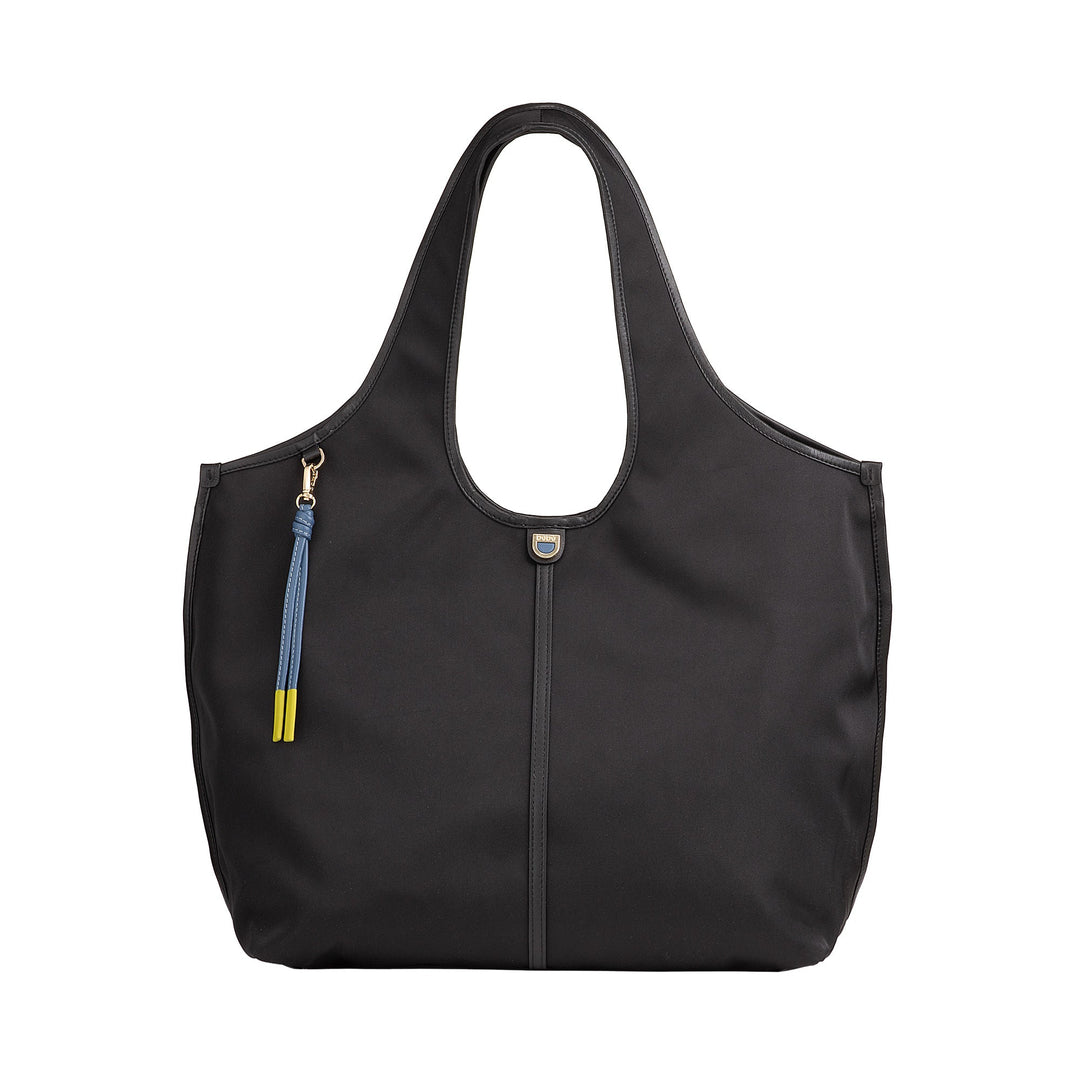 DUDU Große Damen-Schulterhandtasche aus Nylon und Leder – leichter Shopper mit verstellbarem Schultergurt und Magnetverschluss