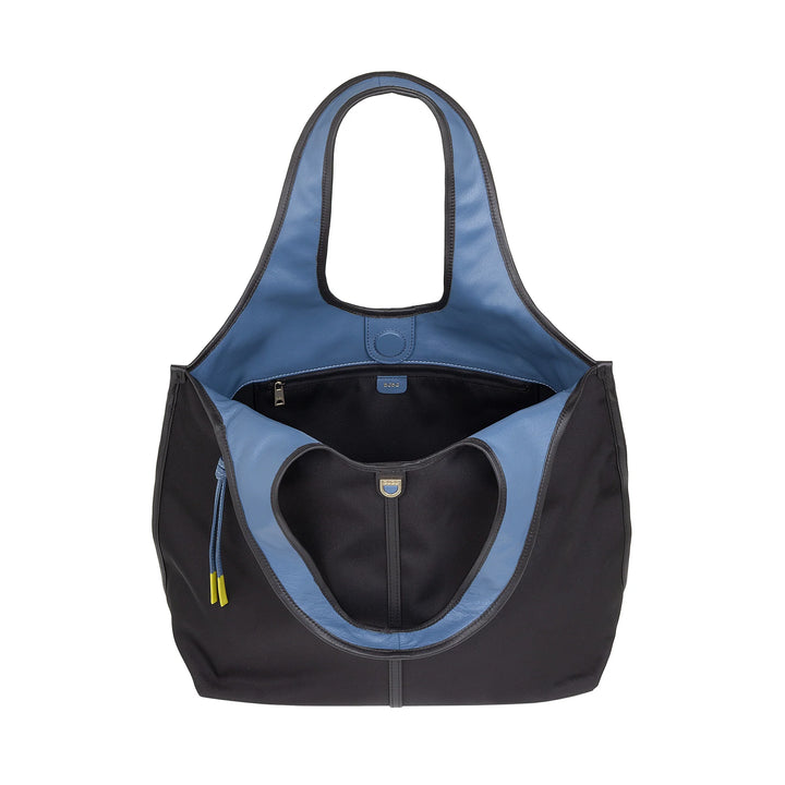 DUDU Große Damen-Schulterhandtasche aus Nylon und Leder – leichter Shopper mit verstellbarem Schultergurt und Magnetverschluss