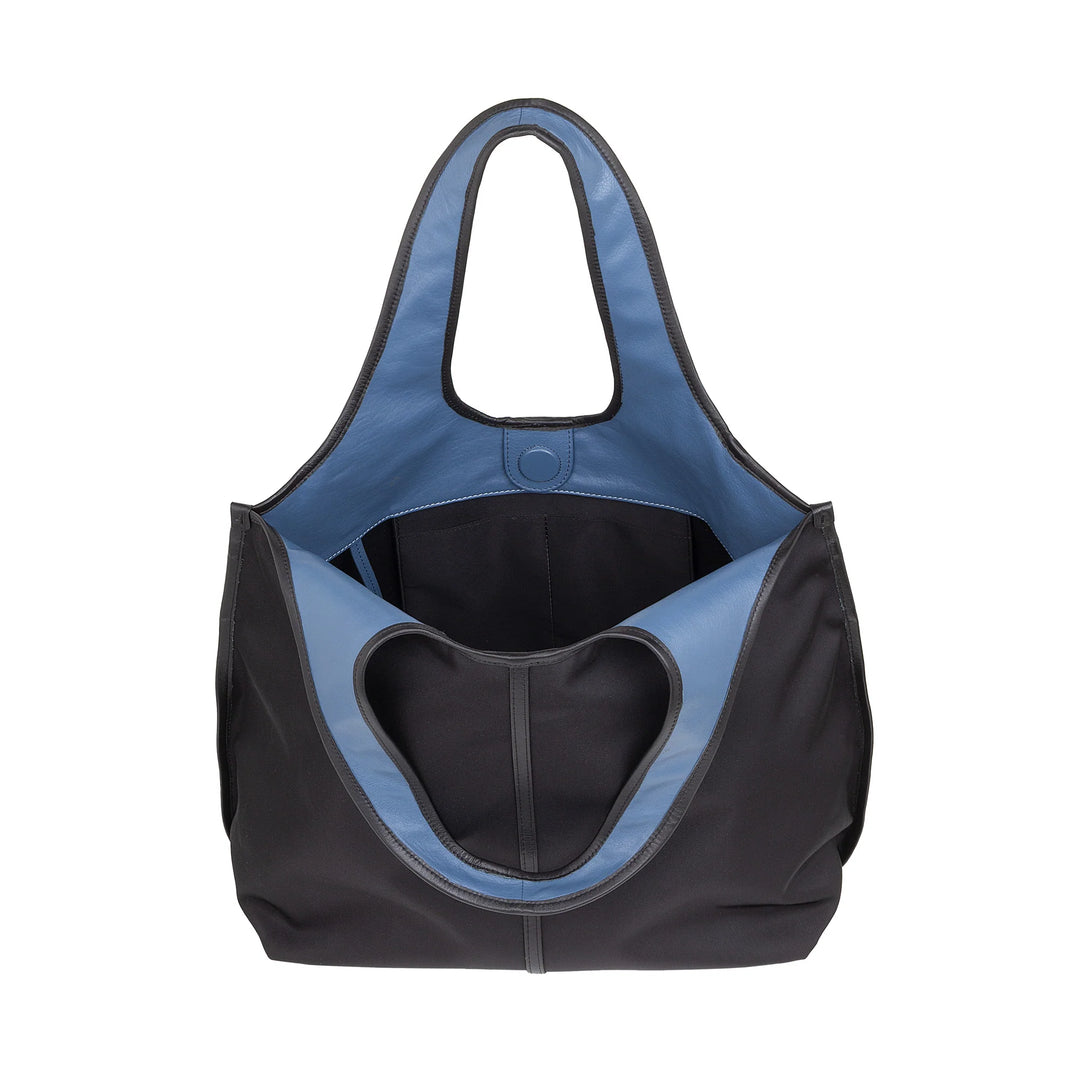 DUDU Große Damen-Schulterhandtasche aus Nylon und Leder – leichter Shopper mit verstellbarem Schultergurt und Magnetverschluss