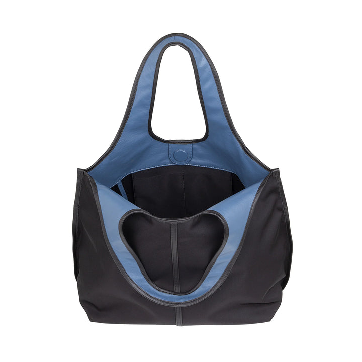 DUDU Große Damen-Schulterhandtasche aus Nylon und Leder – leichter Shopper mit verstellbarem Schultergurt und Magnetverschluss