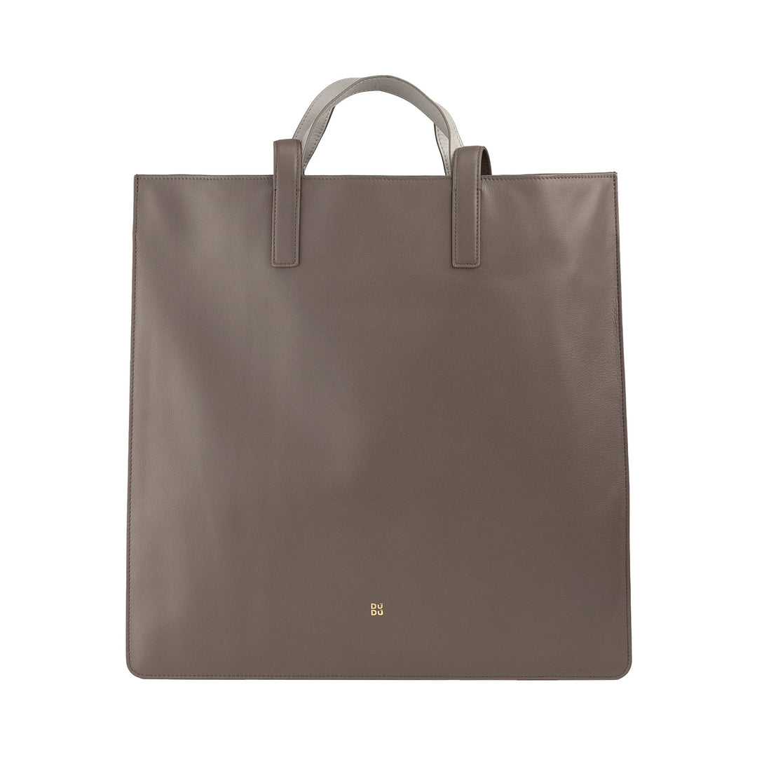 DUDU grote zachte damestas, boodschappentas van gekleurd leer, dubbele handvatten, elegante schoudertas, grote handtas