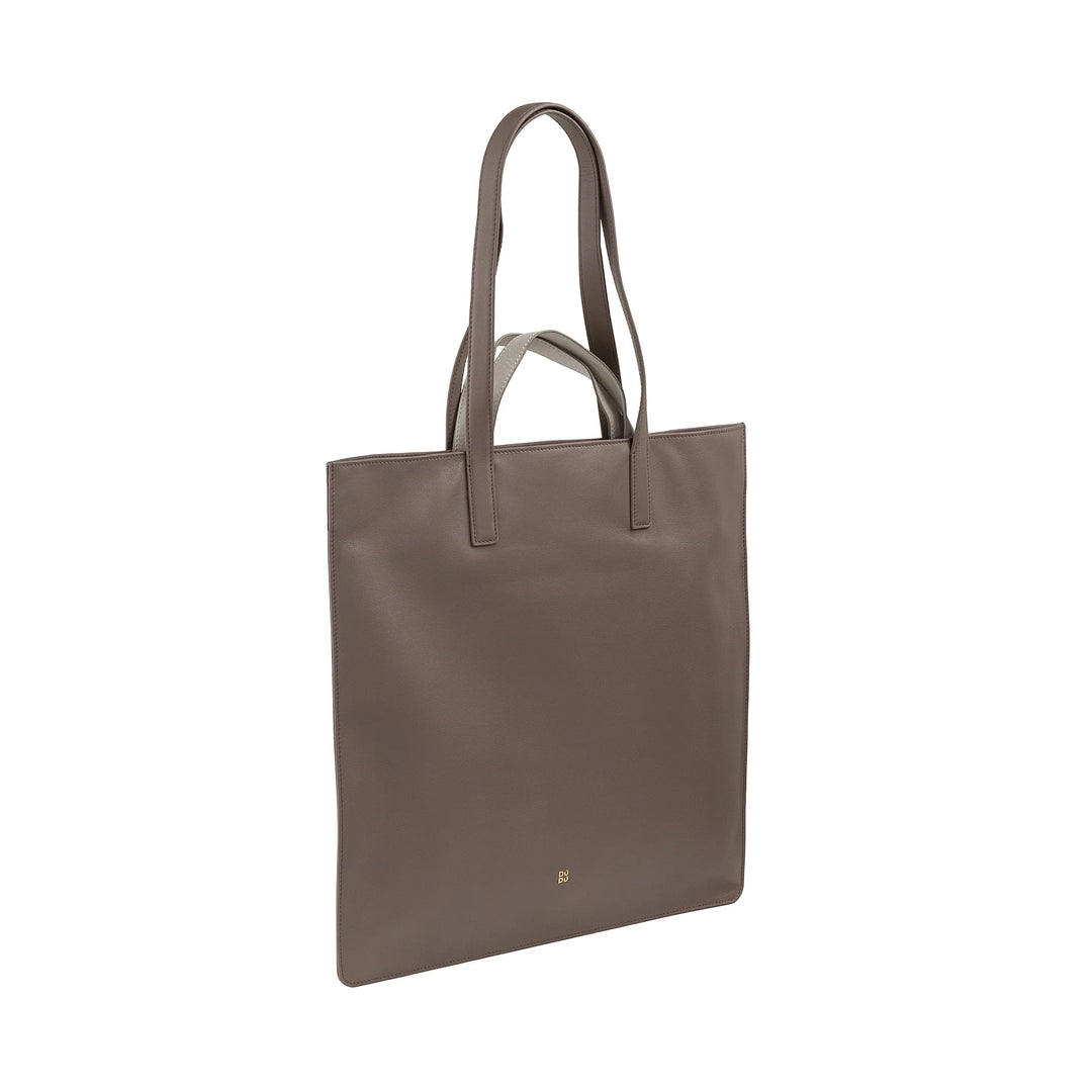 DUDU grote zachte damestas, boodschappentas van gekleurd leer, dubbele handvatten, elegante schoudertas, grote handtas