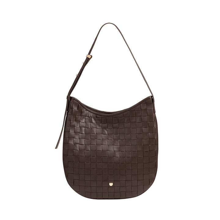 Mujer de hombro Dudu en cuero entrelazado - bolso de vagabundo elegante con cremallera, bolso de hombro en cuero real con mango ajustable e interiores espaciosos