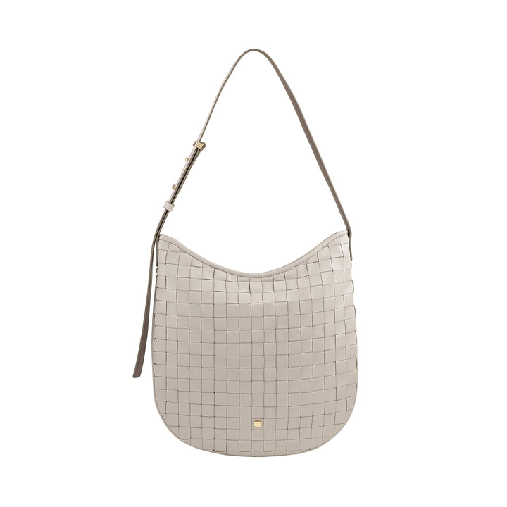 Mujer de hombro Dudu en cuero entrelazado - bolso de vagabundo elegante con cremallera, bolso de hombro en cuero real con mango ajustable e interiores espaciosos