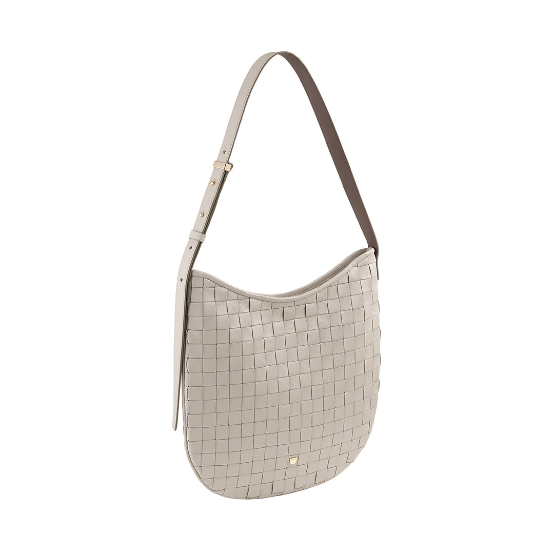 Mujer de hombro Dudu en cuero entrelazado - bolso de vagabundo elegante con cremallera, bolso de hombro en cuero real con mango ajustable e interiores espaciosos