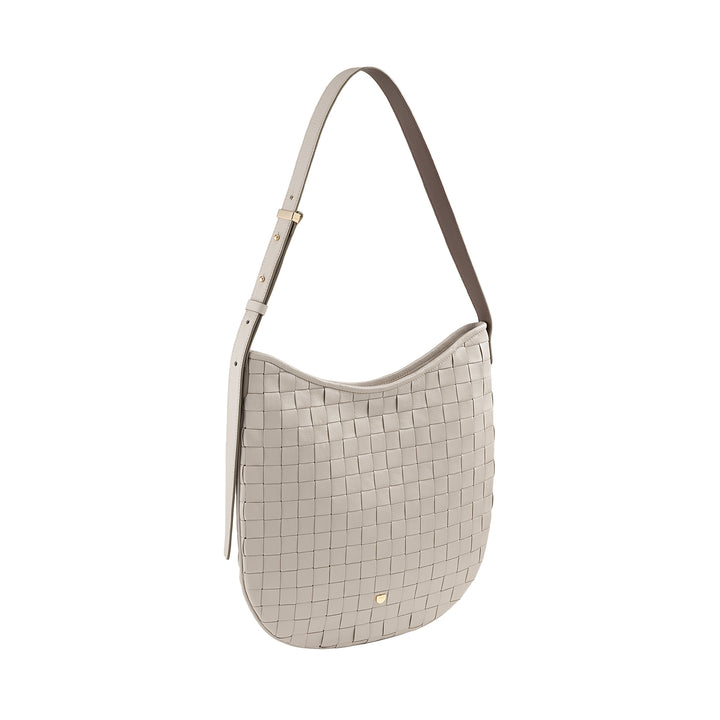 Mujer de hombro Dudu en cuero entrelazado - bolso de vagabundo elegante con cremallera, bolso de hombro en cuero real con mango ajustable e interiores espaciosos