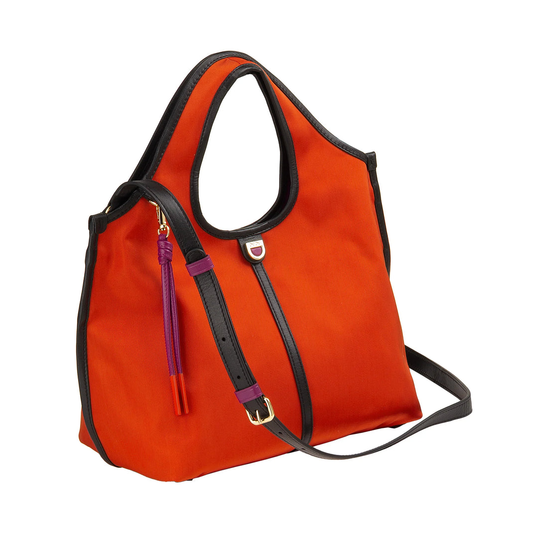 DUDU Petit Sac à Main Bandoulière pour Femme en Nylon et Cuir - Cabas Léger avec Bandoulière Ajustable et Fermeture Magnétique