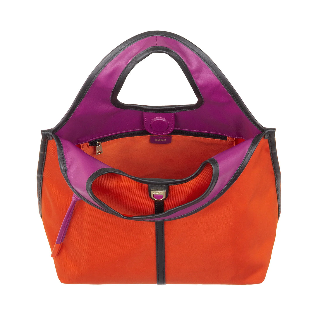 DUDU Petit Sac à Main Bandoulière pour Femme en Nylon et Cuir - Cabas Léger avec Bandoulière Ajustable et Fermeture Magnétique