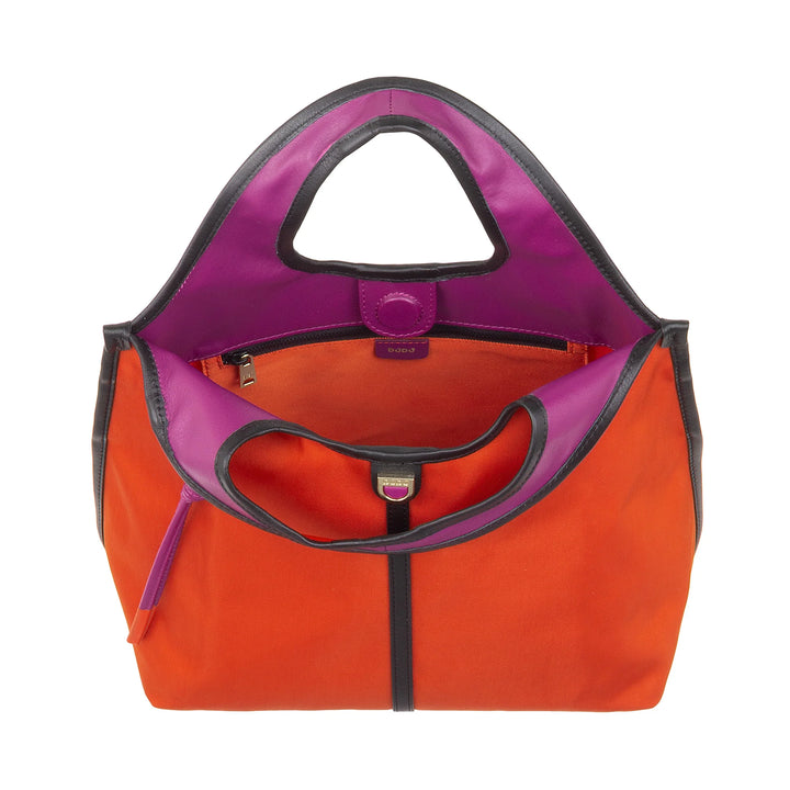 DUDU Petit Sac à Main Bandoulière pour Femme en Nylon et Cuir - Cabas Léger avec Bandoulière Ajustable et Fermeture Magnétique