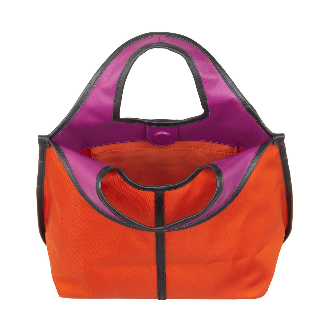 DUDU Petit Sac à Main Bandoulière pour Femme en Nylon et Cuir - Cabas Léger avec Bandoulière Ajustable et Fermeture Magnétique