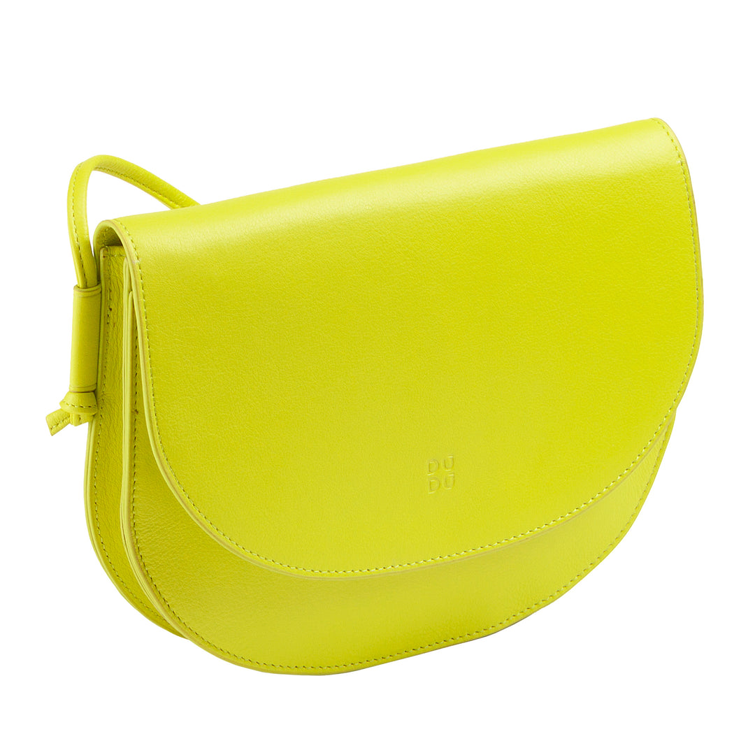 DUDU Small Women's Leather Shoulder Bag, Slim Compact Design Handbag with Button Closure, Adjustable Shoulder Strap