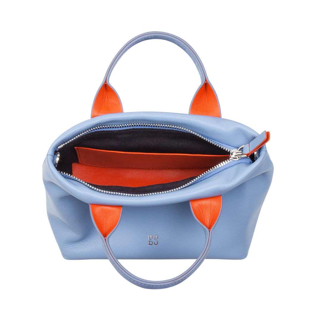 Bolsa de boxeo de mujer para mujeres de Dudu en cuero real, elegante bolso de mini suero, 22 x 13 cm, manijas dobles, correa para el hombro de la cadena, cierre de cremallera