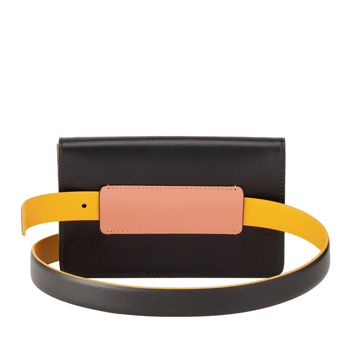 Dudu Small Shoulder Bag Mujer Hecha en Italia Cadena en cuero real, convertible a Marsupio, mini bolso