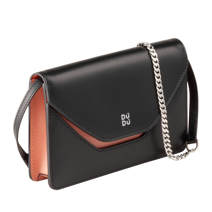 Dudu Small Shoulder Bag Mujer Hecha en Italia Cadena en cuero real, convertible a Marsupio, mini bolso