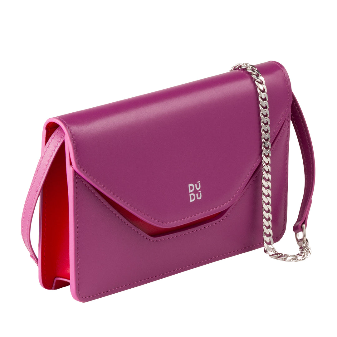 Dudu Small Shoulder Bag Mujer Hecha en Italia Cadena en cuero real, convertible a Marsupio, mini bolso