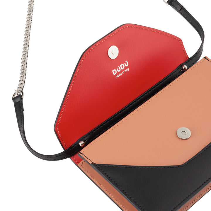 Dudu Small Shoulder Bag Mujer Hecha en Italia Cadena en cuero real, convertible a Marsupio, mini bolso