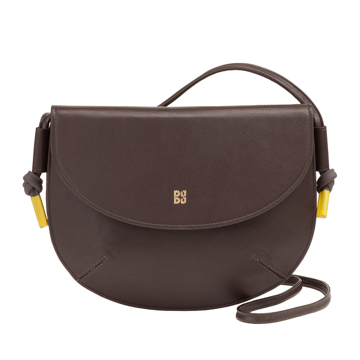 DUDU Borsa Donna a Tracolla con Patta in Vera Pelle, Piccola Borsetta a Spalla con Pattina a Bottone Magnetico, Borsa